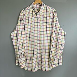 PETER MILLAR Size XL Multicolor Checked Plaid Button Down Shirt Cotton EUC